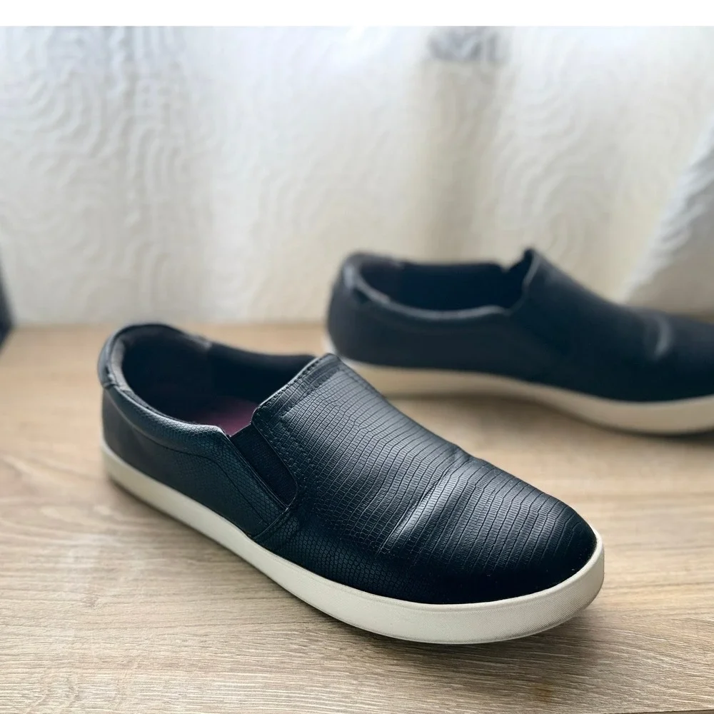 Dr.‎ Scholls Womens Black Snakeskin Embossed Memory Foam Slip On Sneakers 9.5M